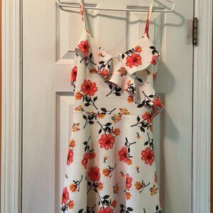 flirty floral A-line spaghetti strap dress